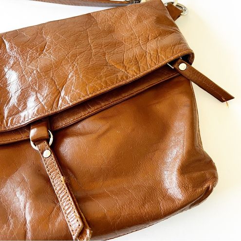 Latico Vintage Glazed Leather Fold Over Crossbody Caramel Brown