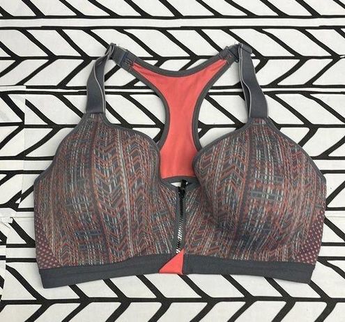 Maidenform Racer Back Sports Bra w/ Front Zipper pink/gray size 36D - $12 -  From Jean