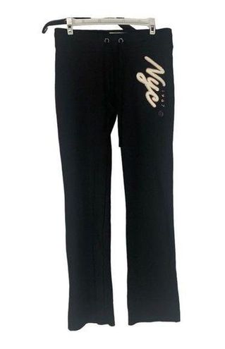 Aeropostale Women's NYC 1987 Foil & Flare Black Sweatpants Size