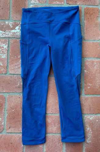 Lululemon Cropped Blue Leggings With Pockets Size 6! Hardly Worn