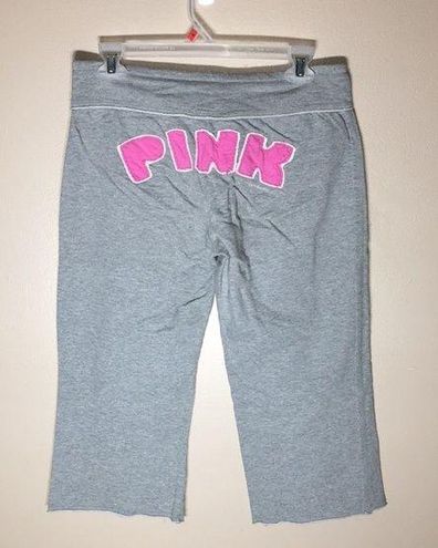 PINK - Victoria's Secret Victoria's Secret PINK vintage gray/pink spelled  out Capri cropped sweatpants XS Gray - $23 - From Paydin