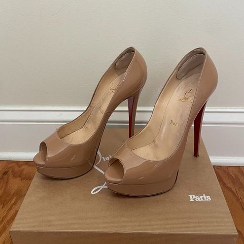 shoes, nude heels, high heel pumps, red bottoms - Wheretoget