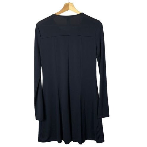 BCBGMAXAZRIA Jaena Navy Blue Embroidered Long Sleeve Mini Dress S