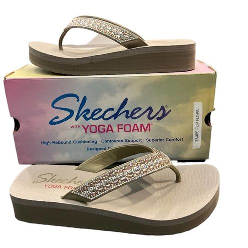 Skechers Cali Women's Vinyasa-Glory Day Flip-Flop, Taupe, 7