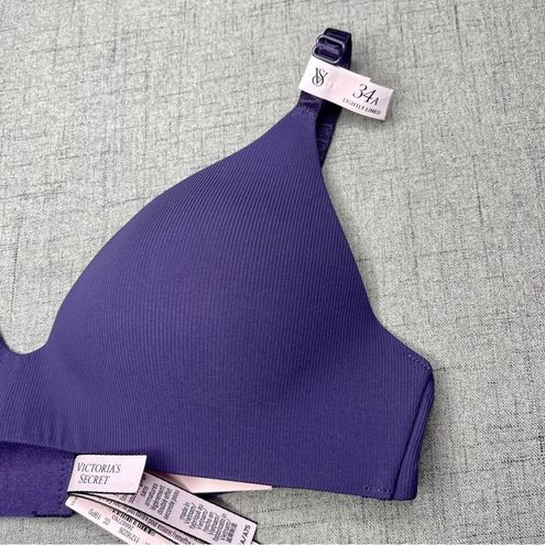 Victoria's Secret Lightly Lined Ribbed Wireless Bra & Panty Set Purple 34A  Small Size undefined - $45 New With Tags - From Marie