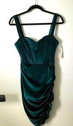 Vintage Velvet Ruched Bodycon Mini Corset Dress - Emerald Green – Rosedress