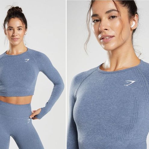 Gymshark Vital Seamless 2.0 Crop Top - Evening Blue Marl