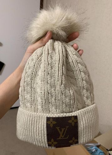 Louis Vuitton Recycled Winter Beanie Pom Pom Hat Tan - $85 New