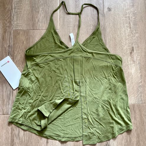 Lululemon Modal Silk Yoga Tank Top Bronze Green size 6 NWT - $58