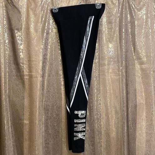 Victoria's Secret RARE black/silver sequin bling yoga pants, size XS