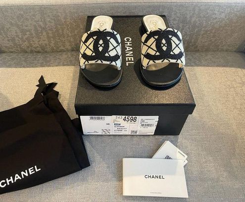 Chanel sandals pearl embroidery Tan Size 5.5 - $900 (25% Off Retail)