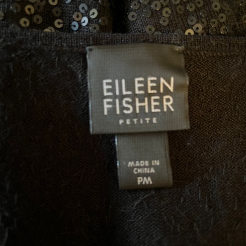 Eileen Fisher Black Sequin Silk Blend Surplice