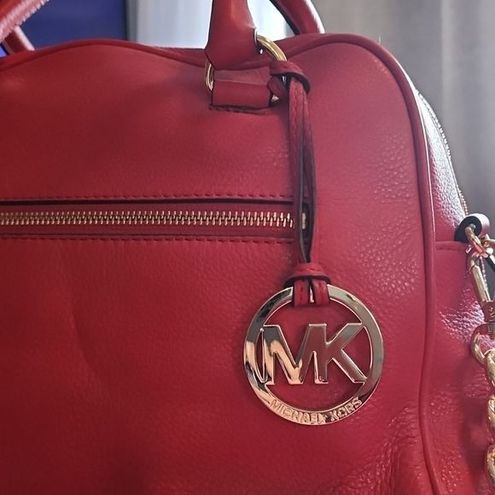 Michael Kors Red Carolyn Leather Tote Bag