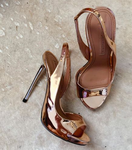 BCBGMAXAZRIA Rose Gold Prue Metallic Leather Heels Pumps Pink Size