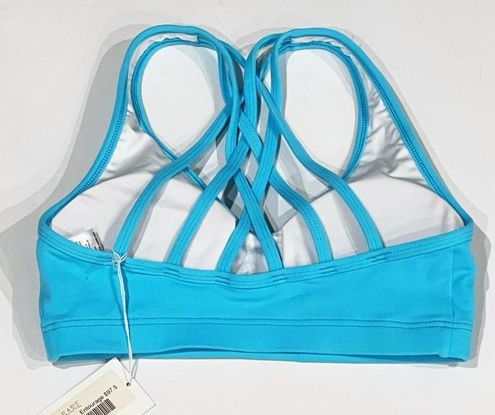 NEW Running Bare XS Sports Bra Strappy Push-Up Crop Top Blue