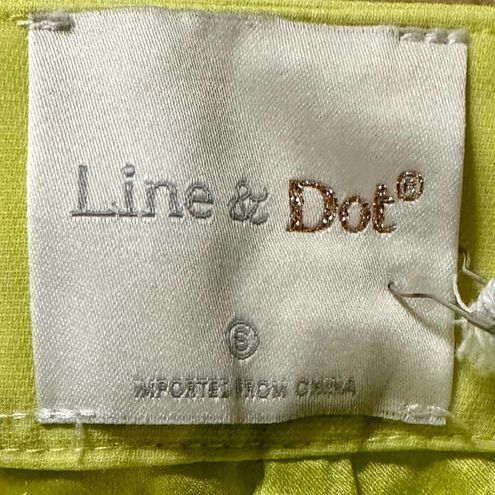 Line and Dot Neon Yellow Double Zipper Front Wide Leg Pants, NWOT