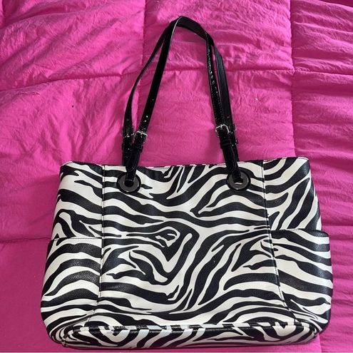 Y2K leather zebra tote bag with red interior - $23 - From Giselle