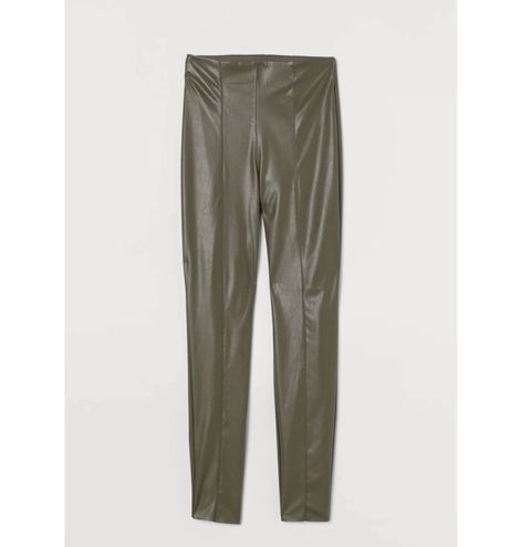 H&M Green Khaki Olive Leather Leggings Size 6 - $16 - From Britney