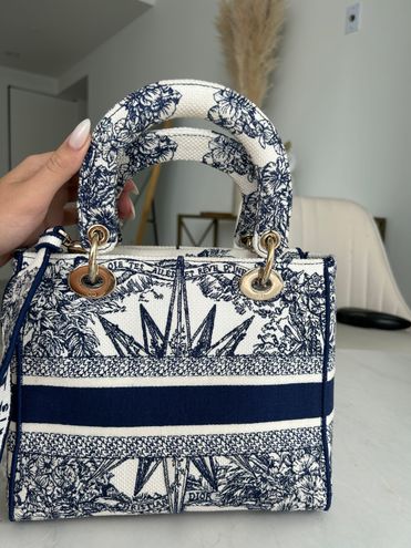 Lady d-lite handbag Dior Blue in Cotton - 33711027