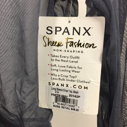 Spanx Sheer Fashion Crop Top Pewter Grey 2X - $35 New With Tags