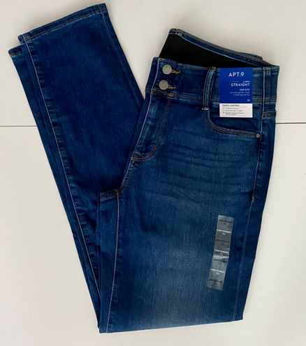 $44 Apt 9 Curvy Straight Tummy Control Slimming Mid Rise Jeans, 10 Blue -  $29 (34% Off Retail) New With Tags - From Julie