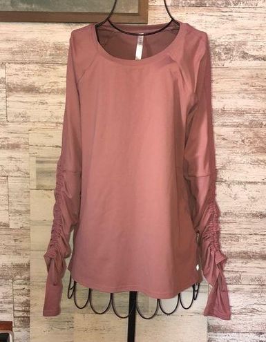 Fabletics Shirt Womens Small Orchid Pink Cashel Top Ruched Sleeve Athleisure