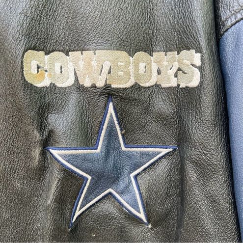 NFL 90s Y2K 58 Sports Dallas Cowboys Leather Bomber Jacket Coat Size XL -  $133 - From Prairie