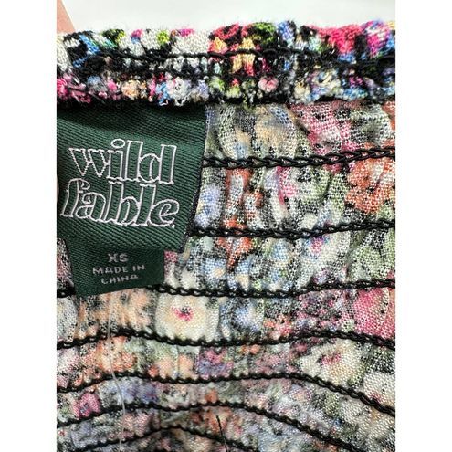 NWT Wild Fable Balloon Short Sleeve Cropped Top Halter Floral Size