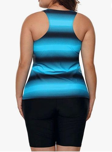 LALAGEN Women's Plus Size Rash Guard Capris Tankini Athletic Swimwear