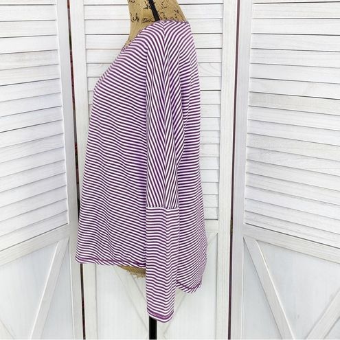 Zelos Striped Keyhole Back Long Sleeve Shirt Purple White Medium - $23 -  From Cinnamon