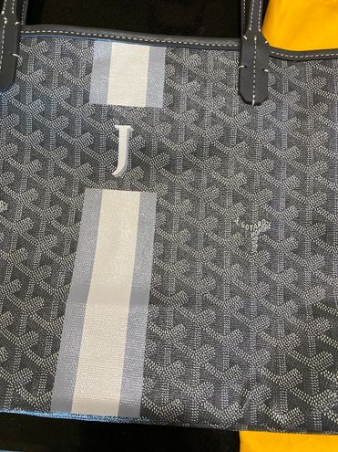 grey personalized goyard tote