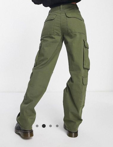 Bershka multipocket cargo pants in light olive