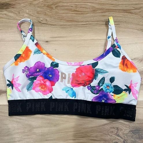 PINK Victoria's Secret ULTIMATE Lightly Lined Sports Bra Size Small Floral