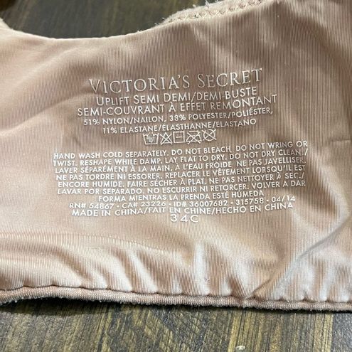 Victoria's Secret Uplift Semi Demi Nude Bra - Size 34C Tan - $27