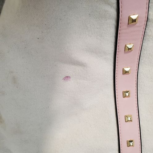 Victoria's Secret White and Pink Canvas Studded Tote Bag - $28