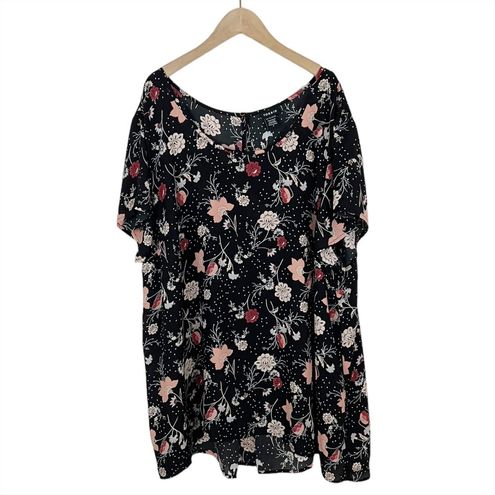 Torrid Black Floral Print Short Sleeve Georgette Top Size 4X - $22