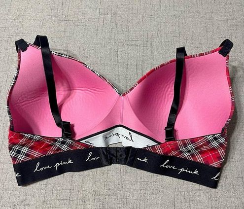 PINK - Victoria's Secret Victoria's Secret Pink Wear Everywhere Wireless  Lightly Lined Bra Plaid 36DD Red Size undefined - $35 - From Marie