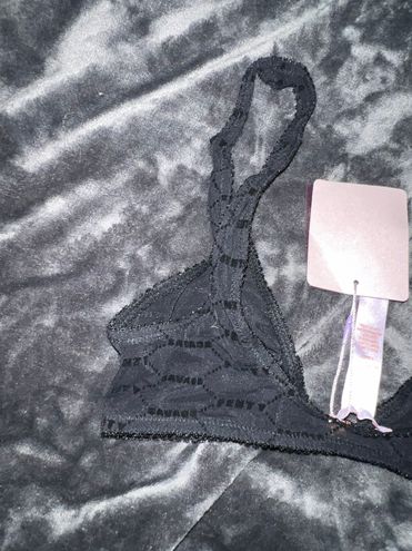 Savage x Fenty Flocked Logo Bralette in Black