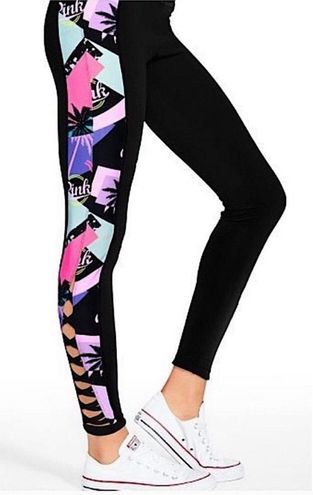 VS VICTORIAS SECRET PINK ULTIMATE HIGH WAIST LEGGING PANT SWEATS TROPICAL M