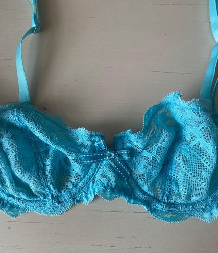 Vintage Chantelle Blue Lace Bra. Baby Blue Lace Bra. Blue Lace Bra