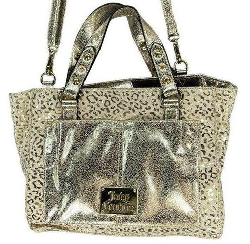 Juicy Couture Womens Purse Leopard Print Handbag Gold Detachable