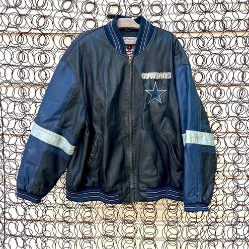 NFL 90s Y2K 58 Sports Dallas Cowboys Leather Bomber Jacket Coat Size XL -  $133 - From Prairie