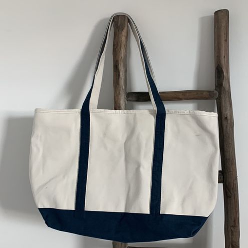 Beige & Navy Blue Tote Bag