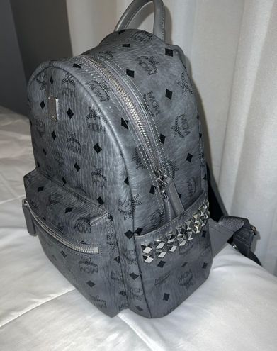 MCM Stark Backpack Visetos Side Studs Phantom Grey in Coated Canvas with  Silver-tone - US