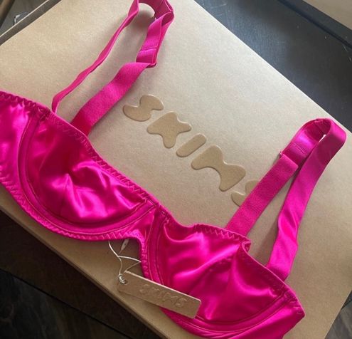 Hot Pink Satin Demi Cup Bra