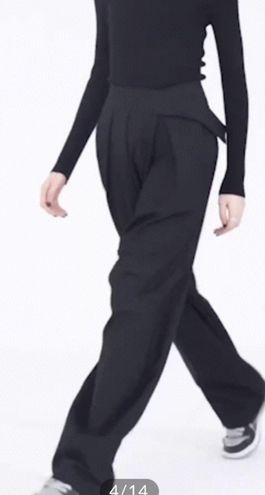 WIHOLL Velcro Wide Leg Pants, Black / M