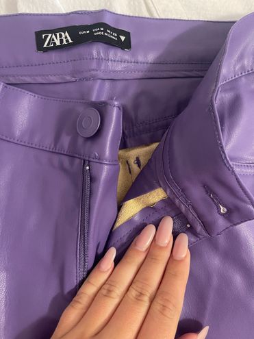 ZARA Purple Leather Pants for Women