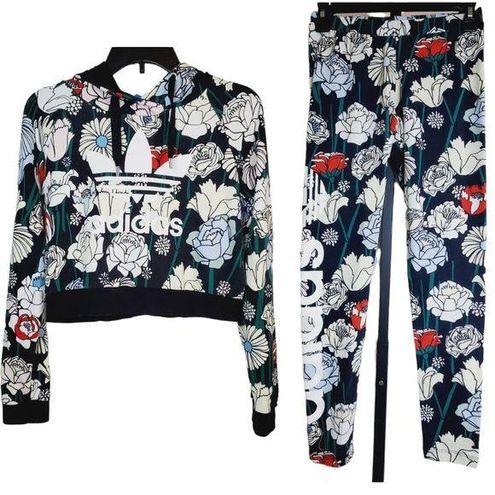 Adidas Originals Small Brazil Farm Floral Set Cropped Hoodie and