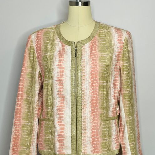 City Girl by Nancy Bolen Snakeskin Zip Suit Jacket Multiple Size