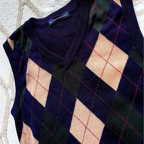 Brandy Melville, Sweaters, Brandy Melville Peyton Argyle Wool Cashmere  Knit Sweater Vest
